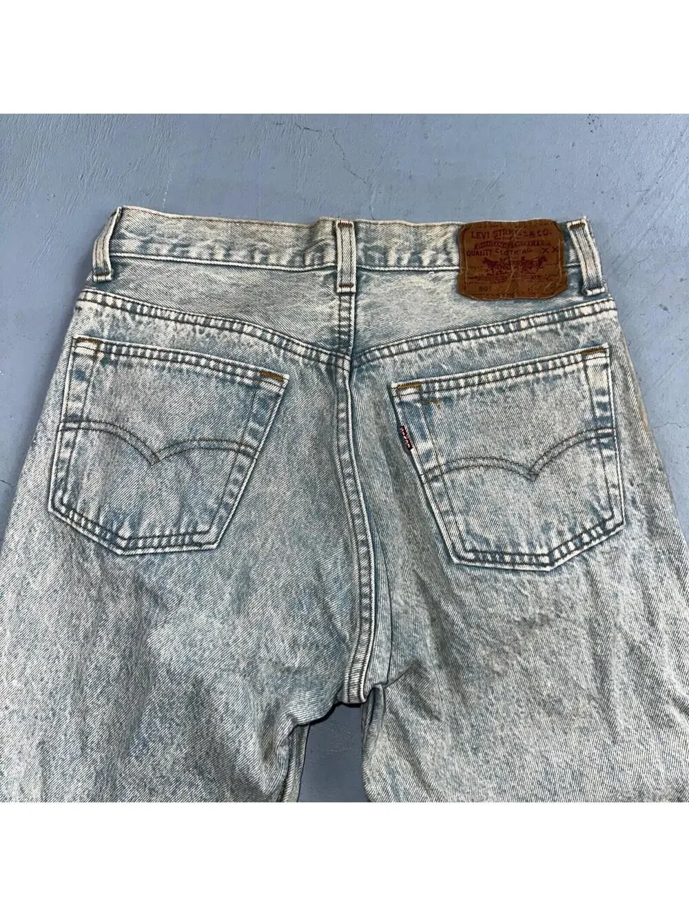 Levis 501 Vintage 90s USA XX Straight Leg Jeans Blue Light Wash 30x34 Act 27x34